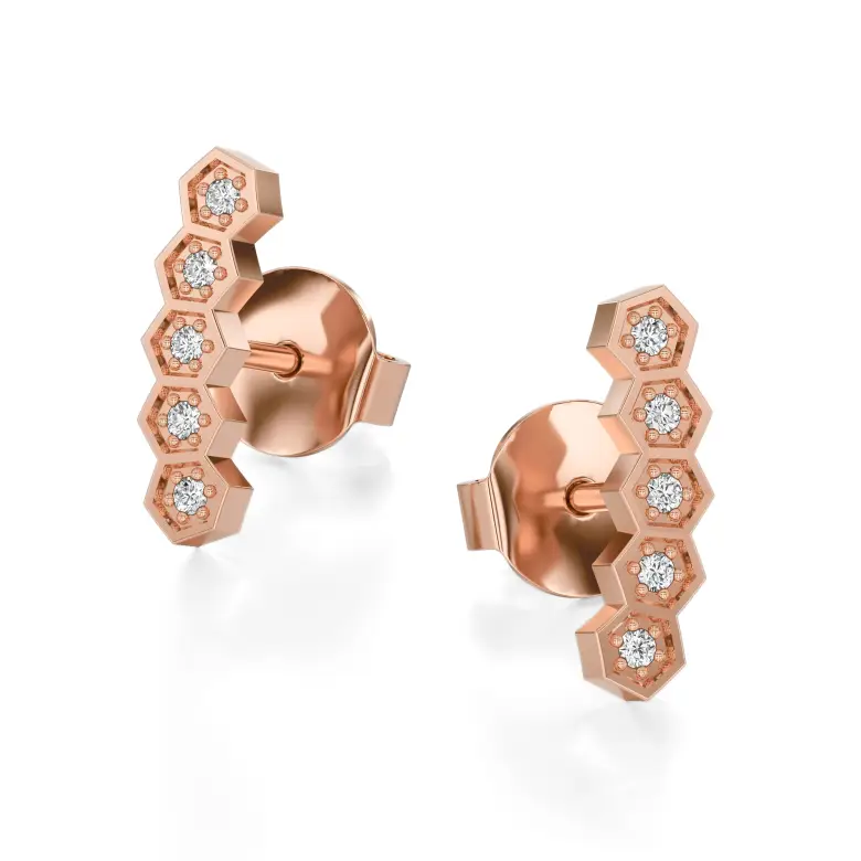 Kolczyki z diamentami z różowego złota AJK_020